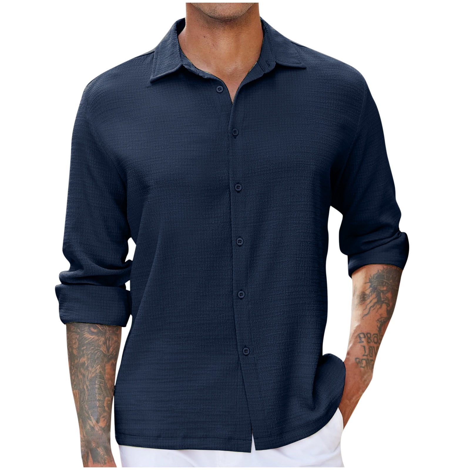 Fheaev Dress Shirts For Men Long Sleeve Turn-Down Collar Button Up Shirts Solid Color Slim Fit Casual Regular Business Formal Dress Shirt, Men's, Size Fheaev Dress Shirts For Men Long Sleeve Turn-Down Collar Button Up Shirts Solid Color Slim Fit Casual Regular Business Formal Dress Shirt, Men's, Size