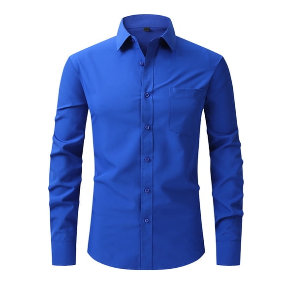 fheaev Dress Shirts For Men Long Sleeve Turn-Down Collar Button Up Shirts Solid Color Slim Fit Casual Regular Business Formal Dress Shirt