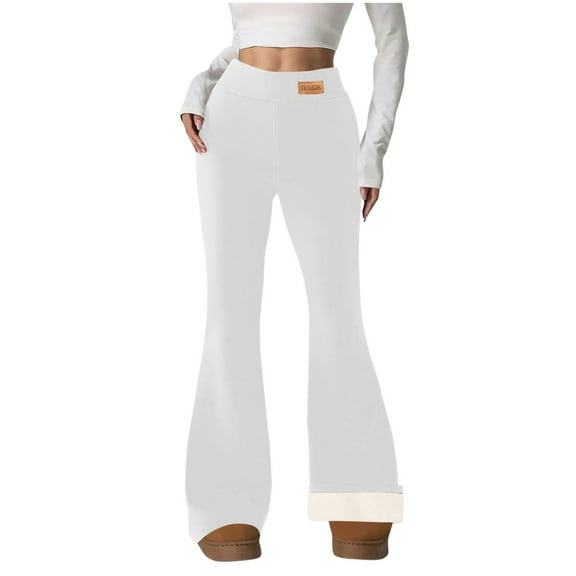 fheaev Fleece Lined Bootcut Yoga Pants for Women High Waist Winter Thermal Warm Flare Leggings Hiking Workout Pants with Pockets