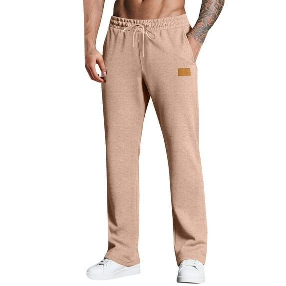 fheaev Fleece Sweatpants for Men Workout Sweatpants with Pockets Drawstring Elastic Waist Athletic Running Pants Heavyweight Straight Leg Joggers Loose Fit Casual Workout Pants