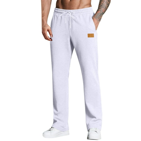 fheaev Fleece Sweatpants for Men Workout Sweatpants with Pockets Drawstring Elastic Waist Athletic Running Pants Heavyweight Straight Leg Joggers Loose Fit Casual Workout Pants