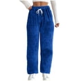 thumbnail image 1 of fheaev Fleece Sweatpants for Women High Waisted Drawstring Elastic Waist Jogging Pants Straight Wide Leg Pants Thick Thermal Trousers with Pockets Casual Baggy Jogger Pants Winter Clothes, 1 of 7