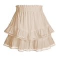 thumbnail image 1 of fheaev Flowy Skirts for Women Solid High Elastic Lace Pleated Layered Cake Skirt Casual Versatile Boho A-Line Mini Skirts, 1 of 6
