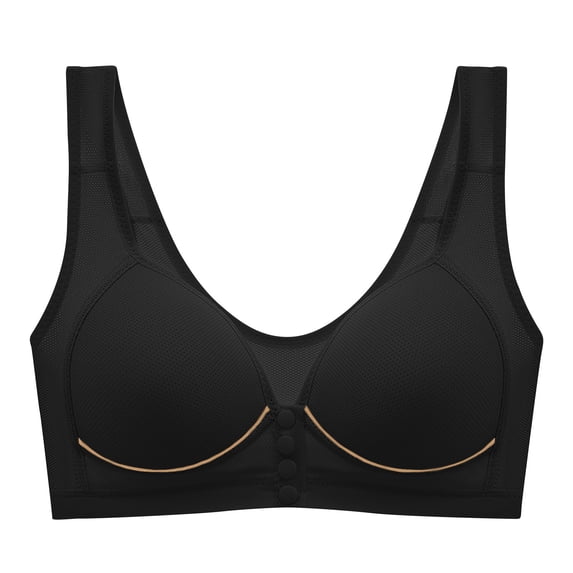 fheaev Front Button Closure For Women Snap Front Bra Full Coverage No Underwire Everyday Bra Support Gathering Bra With Adjustable Straps Wirefree Front Buckle Corset Bra