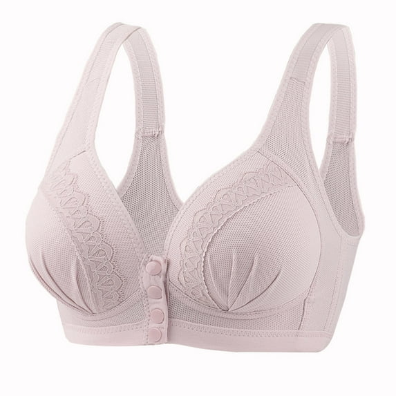 fheaev Front Button Closure For Women Snap Front Bra Plus Size Bra Underwear No Underwire Everyday Bra Support Wirefree Front Buckle Corset Bra