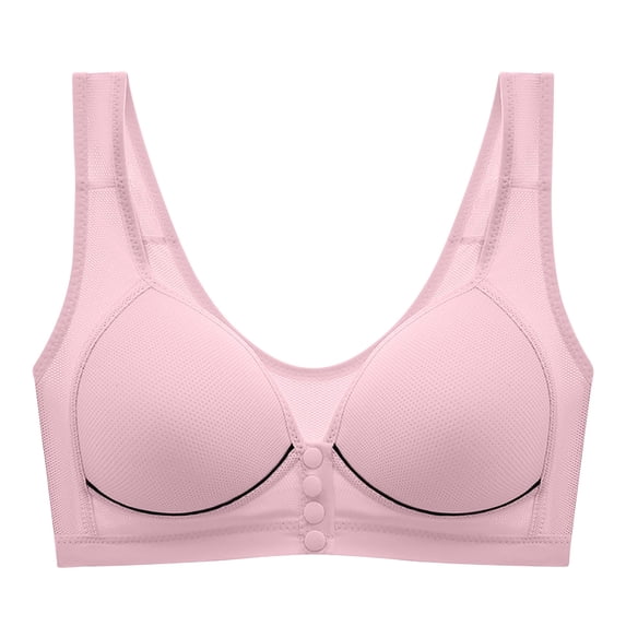 fheaev Front Button Closure For Women Snap Front Bra Full Coverage No Underwire Everyday Bra Support Gathering Bra With Adjustable Straps Wirefree Front Buckle Corset Bra
