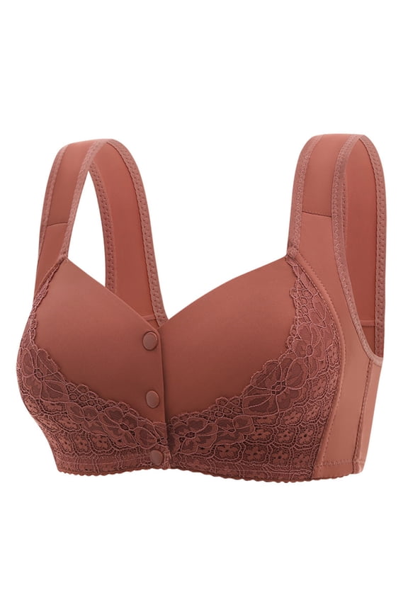 Front Closure Bra For Women No Underwire Plus Size Full Coverage Bras Full-Freedom Convenient Front Snap Bras Post Surgery Comfort Front Button Bra Minimizer Bra Wireless Everyday Bras