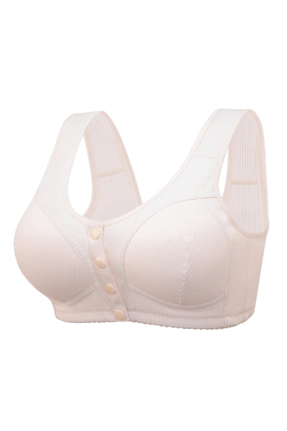 Front Closure Bra For Women No Underwire Plus Size Full Coverage Bras Full-Freedom Convenient Front Snap Bras Post Surgery Comfort Front Button Bra Minimizer Bra Wireless Everyday Bras