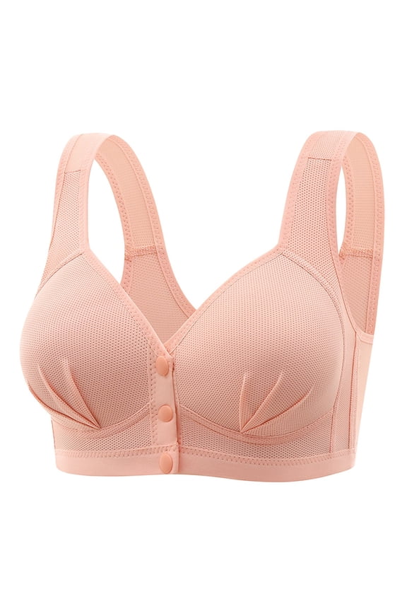 Front Closure Bra For Women No Underwire Plus Size Full Coverage Bras Full-Freedom Convenient Front Snap Bras Post Surgery Comfort Front Button Bra Minimizer Bra Wireless Everyday Bras