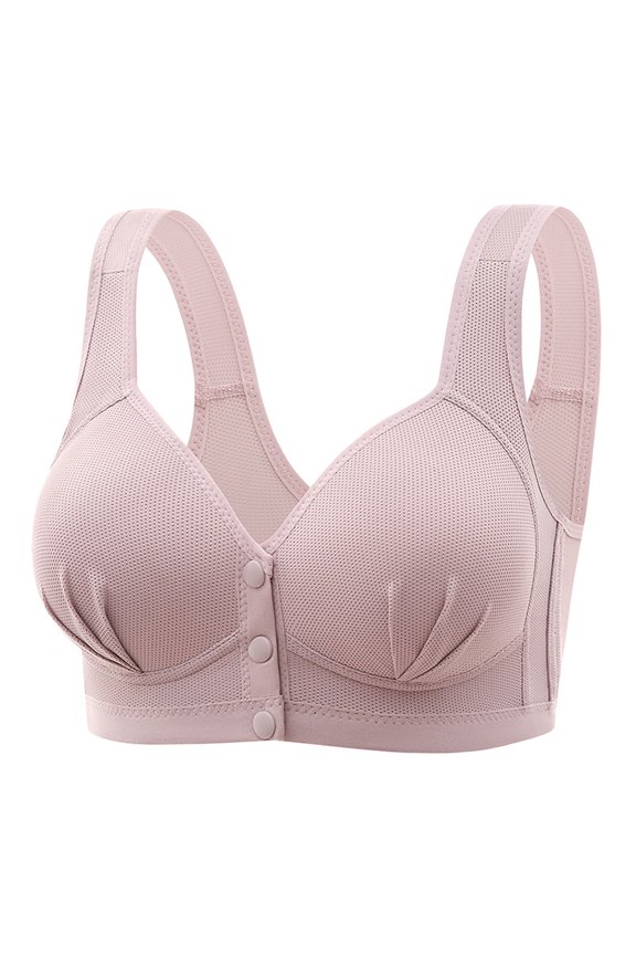 Front Closure Bra For Women No Underwire Plus Size Full Coverage Bras Full-Freedom Convenient Front Snap Bras Post Surgery Comfort Front Button Bra Minimizer Bra Wireless Everyday Bras