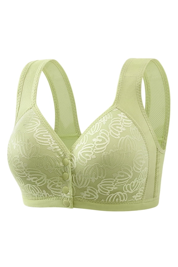 Front Closure Bra For Women No Underwire Plus Size Full Coverage Bras Full-Freedom Convenient Front Snap Bras Post Surgery Comfort Front Button Bra Minimizer Bra Wireless Everyday Bras