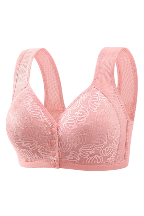 Front Closure Bra For Women No Underwire Plus Size Full Coverage Bras Full-Freedom Convenient Front Snap Bras Post Surgery Comfort Front Button Bra Minimizer Bra Wireless Everyday Bras