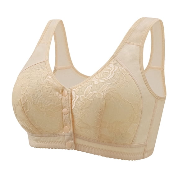 fheaev Front Closure Bra For Women No Underwire Plus Size Full Coverage Bras Full-Freedom Convenient Front Snap Bras Post Surgery Comfort Front Button Bra Minimizer Bra Wireless Everyday Bras