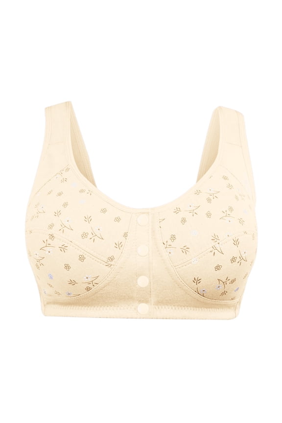 Front Closure Bra For Women No Underwire Plus Size Full Coverage Bras Full-Freedom Convenient Front Snap Bras Post Surgery Comfort Front Button Bra Minimizer Bra Wireless Everyday Bras