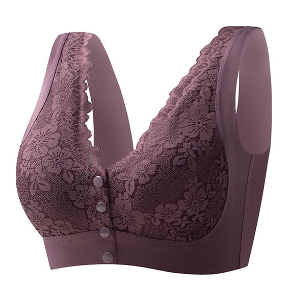 fheaev Front Closure Bra For Women No Underwire Plus Size Full Coverage Bras Full-Freedom Convenient Front Snap Bras Post Surgery Comfort Front Button Bra Minimizer Bra Wireless Everyday Bras