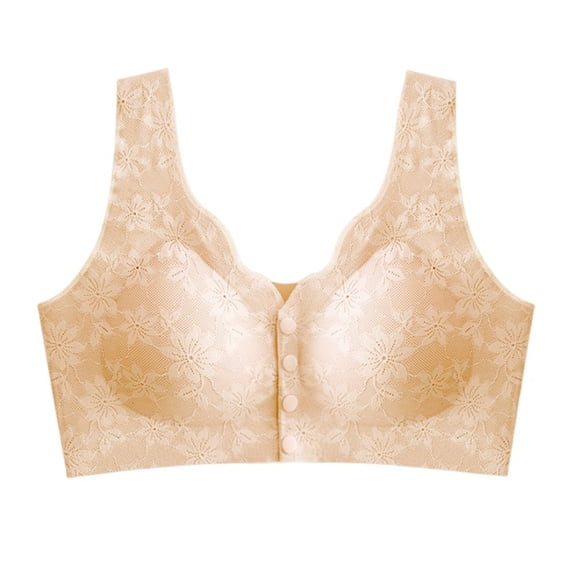 fheaev Front Closure Bras For Women Plus Size Full Coverage No Underwire Breathable Comfort Wireless Snap Closing Convenient Everyday Bra Front Button Bras Push-Up Front Buckle Corset Bra