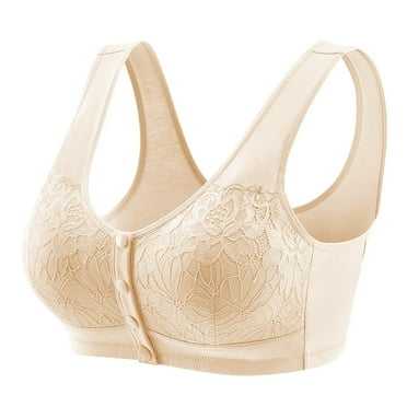fheaev Front Closure Bras For Women Plus Size Post Surgery Brassiere Full Coverage No Underwire Comfort Wireless Snap Closing Everyday Bra Front Button Bras Cotton Sleep Front Buckle Corset Bra