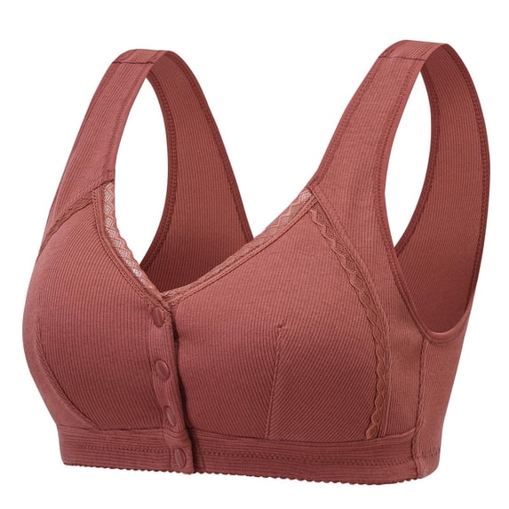 fheaev Front Closure Bras For Women Post Surgery Brassiere Plus Size Full Coverage No Underwire Comfort Wireless Snap Closing Bra Convenient Everyday Bra Front Button Bras Front Buckle Corset Bra