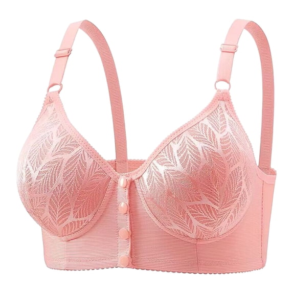 fheaev Front Closure Bras For Women Post Surgery Brassiere Plus Size Full Coverage No Underwire Comfort Wireless Snap Closing Bra Convenient Everyday Bra Front Button Bras Front Buckle Corset Bra
