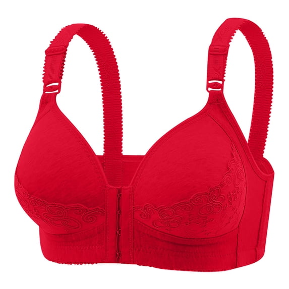 fheaev Front Closure Bras For Women Full-Freedom Full Coverage No Underwire Adjustable Shoulder Strap Wireless Snap Closing Everyday Bra Cotton Sleep Bras Older Women Front Buckle Corset Bra