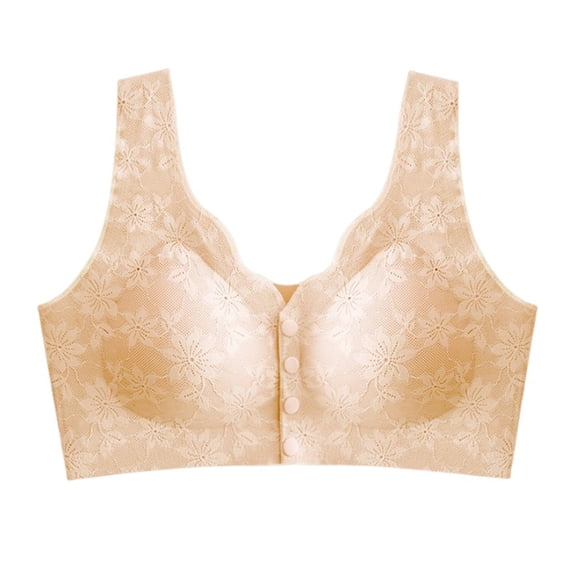 fheaev Front Closure Bras For Women Plus Size Full Coverage No Underwire Breathable Comfort Wireless Snap Closing Convenient Everyday Bra Front Button Bras Push-Up Front Buckle Corset Bra