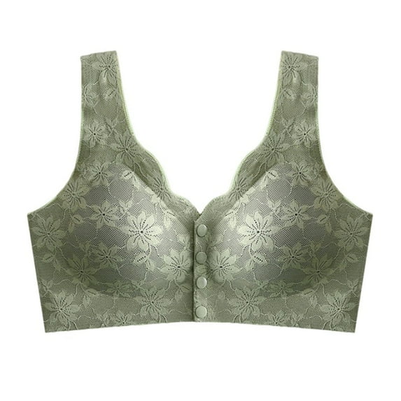 fheaev Front Closure Bras For Women Plus Size Full Coverage No Underwire Breathable Comfort Wireless Snap Closing Convenient Everyday Bra Front Button Bras Push-Up Front Buckle Corset Bra