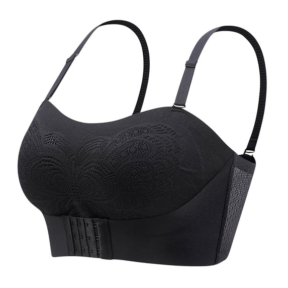 fheaev Front Closure Bras For Women Plus Size Full Coverage No Underwire Comfort Wireless Detachable Adjustable Shoulder Strap Snap Closing Convenient Everyday Bra Front Buckle Corset Bra