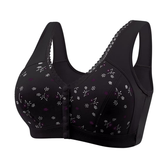 fheaev Front Closure Bras For Women Plus Size Post Surgery Brassiere Full Coverage No Underwire Wireless Snap Closing Convenient Everyday Bra Front Button Older Women Front Buckle Corset Bra