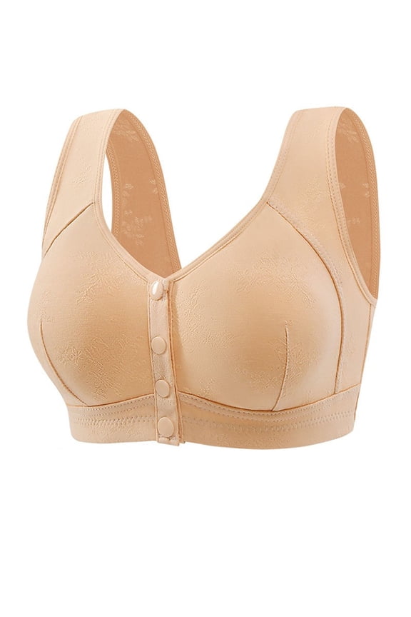 Front Closure Bras For Women Post Surgery Brassiere Plus Size Full Coverage No Underwire Comfort Wireless Snap Closing Bra Convenient Everyday Bra Front Button Bras Front Buckle Corset Bra
