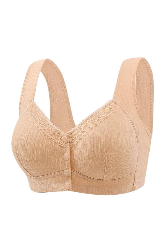 Front Closure Bras For Women Post Surgery Brassiere Plus Size Full Coverage No Underwire Comfort Wireless Snap Closing Bra Convenient Everyday Bra Front Button Bras Front Buckle Corset Bra
