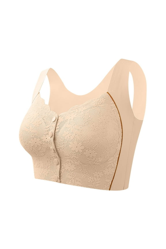 Front Closure Bras For Women Post Surgery Brassiere Plus Size Full Coverage No Underwire Comfort Wireless Snap Closing Bra Convenient Everyday Bra Front Button Bras Front Buckle Corset Bra