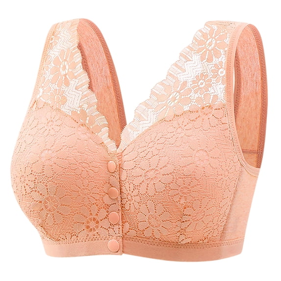 fheaev Front Closure Bras For Women Post Surgery Brassiere Plus Size Full Coverage No Underwire Comfort Wireless Snap Closing Bra Convenient Everyday Bra Front Button Bras Front Buckle Corset Bra