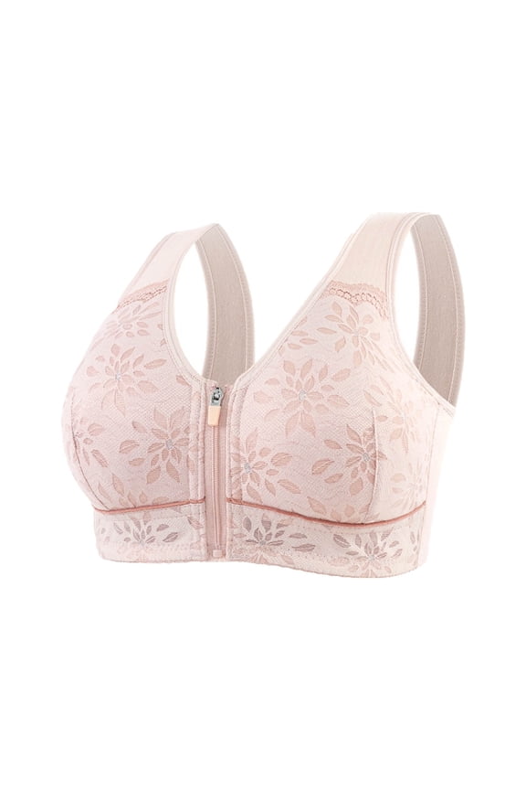 Front Closure Bras For Women Post Surgery Brassiere Plus Size Full Coverage No Underwire Comfort Wireless Snap Closing Bra Convenient Everyday Bra Front Button Bras Front Buckle Corset Bra