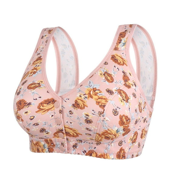 fheaev Front Closure Bras For Women Post Surgery Brassiere Plus Size Full Coverage No Underwire Comfort Wireless Snap Closing Bra Convenient Everyday Bra Front Button Bras Front Buckle Corset Bra