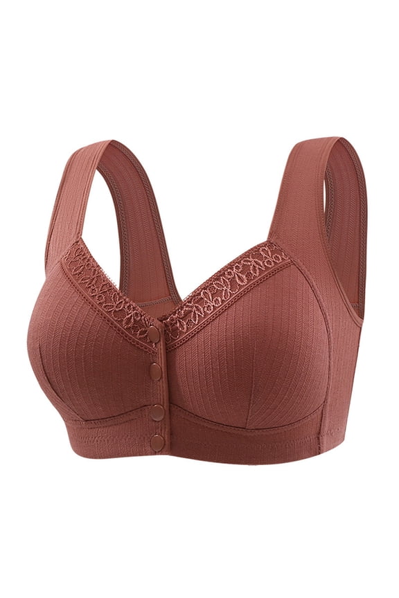 Front Closure Bras For Women Post Surgery Brassiere Plus Size Full Coverage No Underwire Comfort Wireless Snap Closing Bra Convenient Everyday Bra Front Button Bras Front Buckle Corset Bra