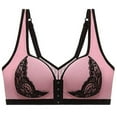 thumbnail image 1 of fheaev Front Closure Everyday Bra For Women No Underwire Support With Adjustable Straps Wirefree Snap Closing Bras Underwear T-Shirt Bras, 1 of 1