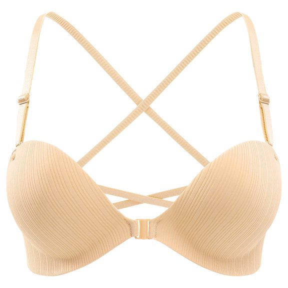 fheaev Front Closure Everyday Bra For Women No Underwire Compression Support With Adjustable Straps Wirefree Snap Closing Bras Underwear T-Shirt Bras