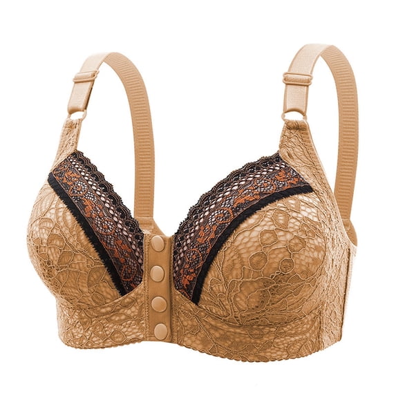 fheaev Front Closure Everyday Bra For Women No Underwire Compression Support With Adjustable Straps Wirefree Snap Closing Bras Underwear T-Shirt Bras