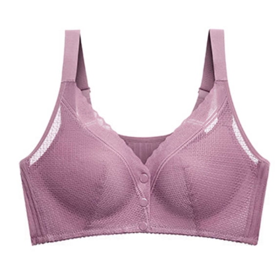 fheaev Front Closure Everyday Bra For Women No Underwire Plus Size Full Coverage Post Surgery Compression Support With Adjustable Straps Wirefree Snap Closing Lace Bras Underwear T-Shirt Bras
