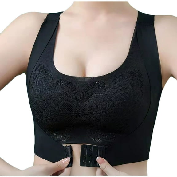 fheaev Front Closure Everyday Bra For Women No Underwire Push Up Compression Support Wirefree Snap Closing Bras Underwear T-Shirt Bras Front Buckle Underwear