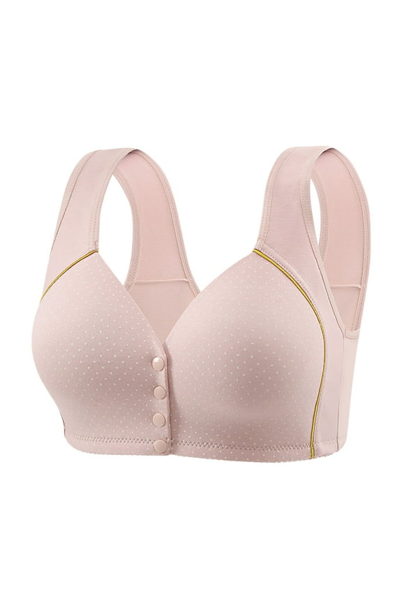 Front Open Button Bras for Women Plus Size Front Closure Wireless No Underwire Full Coverage No Underwire Bras for Seniors Comfort Front Close Push Up Lace Bras Sleeping Everyday Bras