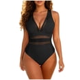 thumbnail image 1 of fheaev Full Piece Swimsuit for Women Deep V High Cut Cheeky One-Piece Design Padded Push Up Summer Vacation Beachwear Swimwear, 1 of 8