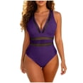 thumbnail image 1 of fheaev Full Piece Swimsuit for Women Deep V High Cut Cheeky One-Piece Design Padded Push Up Summer Vacation Beachwear Swimwear, 1 of 6