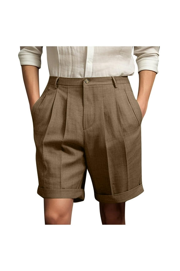 Golf Dress Shorts for Men Solid Color Button Zipper Casual Summer Beach Shorts Flat Front Shorts for Work Casual