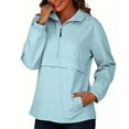 thumbnail image 1 of fheaev Half-Zipper Rain Jacket for Women Waterproof Light Rain Jacket with Hood Rain Coats Womens Windbreaker Jacket with Pocket Running Cycling Hiking Pullover Jackets, 1 of 8