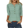 thumbnail image 1 of fheaev Henley Shirts For Women 3/4 Length Sleeve Tops T-Shirts Round Neck Basic Tee Button Tops Printed Cute Tunic Tee Blouses Loose Fit Pullover Dressy Shirts Casual Tops For Women, 1 of 3