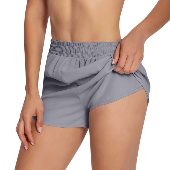 fheaev High Waisted 2 In 1 Shorts for Women Built In Liner Moisture Wicking Elastic Waist Running Gym Yoga Workout Wear S-XL