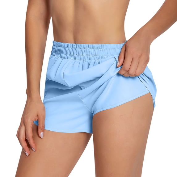 fheaev High Waisted 2 In 1 Shorts for Women Built In Liner Moisture Wicking Elastic Waist Running Gym Yoga Workout Wear S-XL