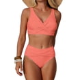 thumbnail image 1 of fheaev High Waisted Bikini Sets for Women Sporty Two-Piece V Neck Slim Fit Bathing Suit High Cut Cheeky Padded Push Up Solid Summer Beach Swimwear, 1 of 6