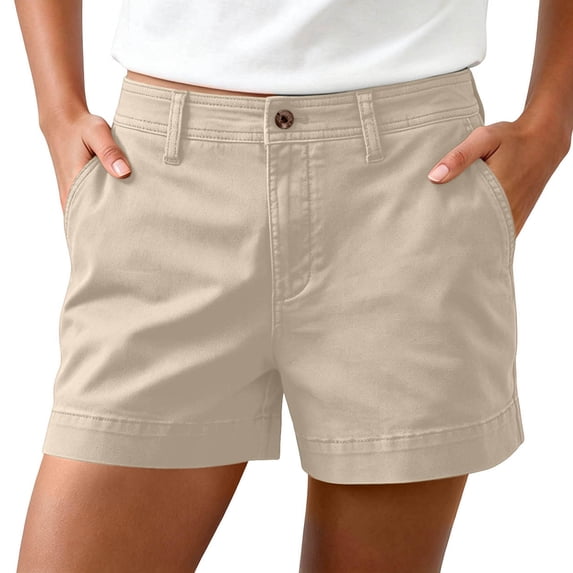 fheaev High Waisted Shorts for Women Button High Waisted Wide Leg Cinch Waist with Pockets Summer Beach Wear Beige 2XL